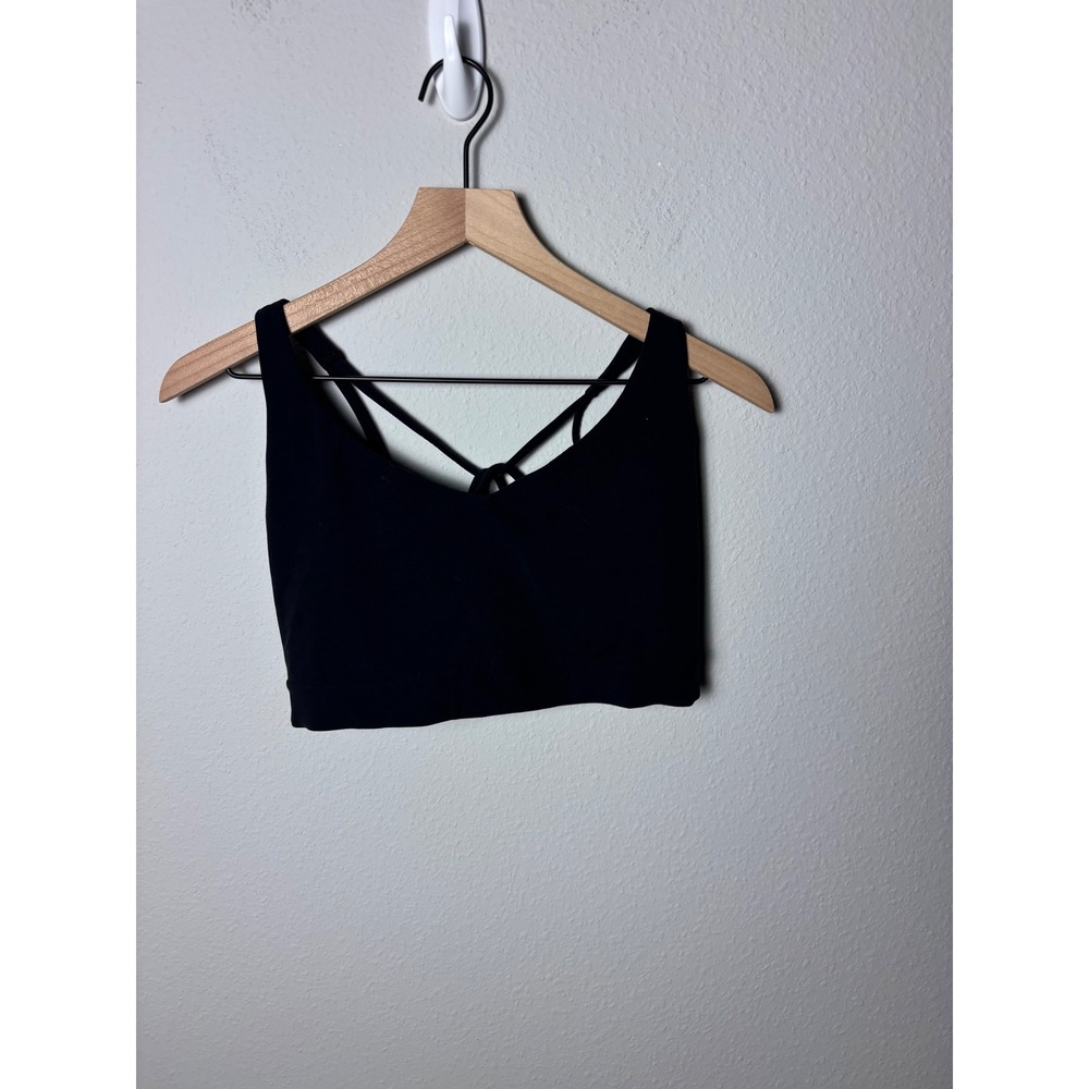 Athleta Solace Strappy Back Bra Black D-DD Cup Size Large Yoga Sports Bra